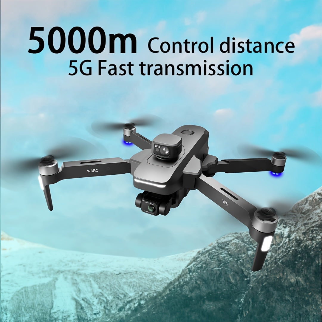 New Arrival W5- Drone, Extra Long Distance 16400 Feet Digital Image Transmission, Super Powerful Brushless Motor, EIS Three-axis Electronic Anti-Shake Gimbal, GPS Precise Outdoor Positioning, 4K HD Camera, 360° Full Angle In Lootquake LLC