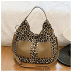 Ladies leopard print large capacity tote bag, vintage hobo bag casual, shoulder bag with crossbody strap, bag underarm bag women - SJB-DIAMOND ELITES