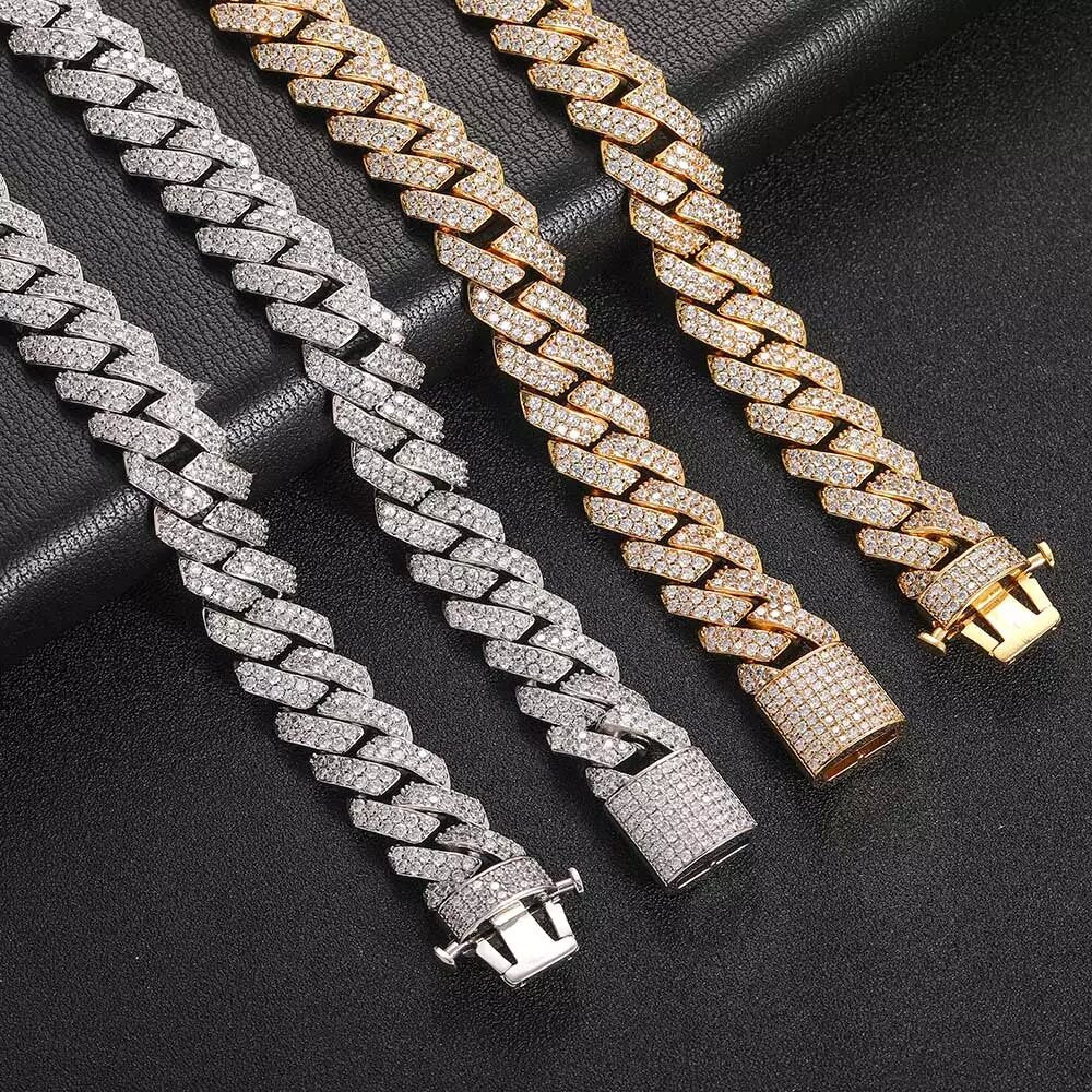 Gold Plated Iced Out Chain for Men and Women Cuban Chain Necklace Pi-Mart