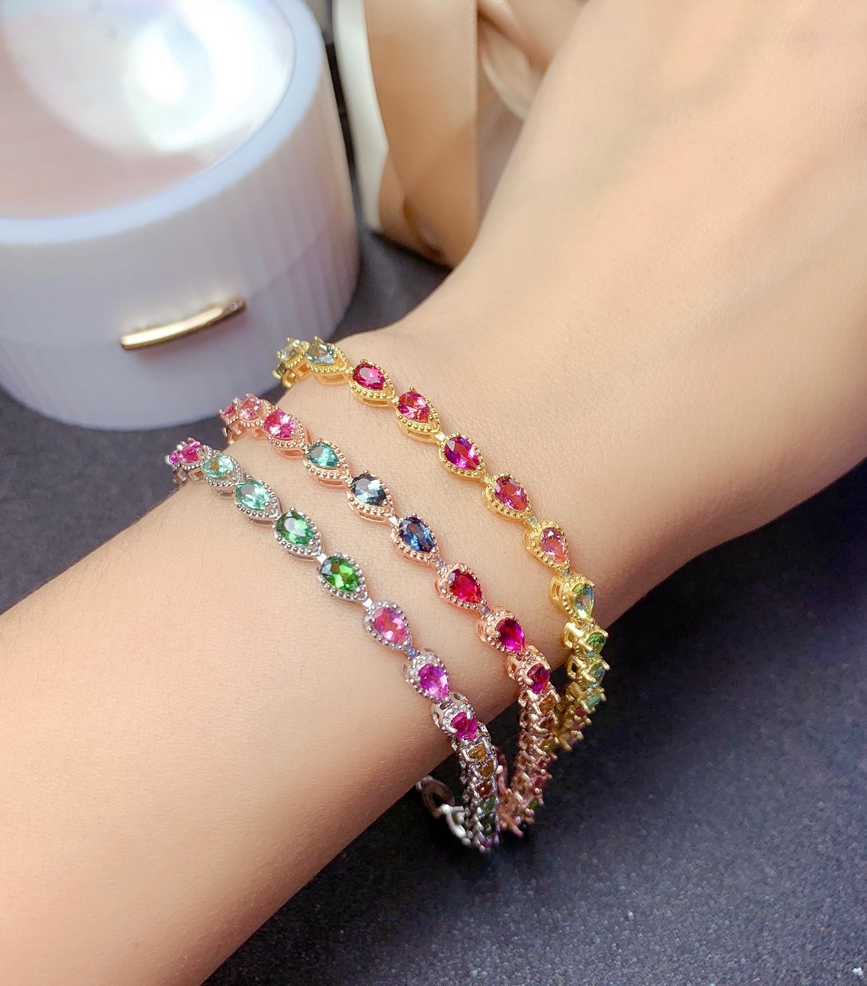 Women's Natural Candy Color Tourmaline Bracelet Pi-Mart