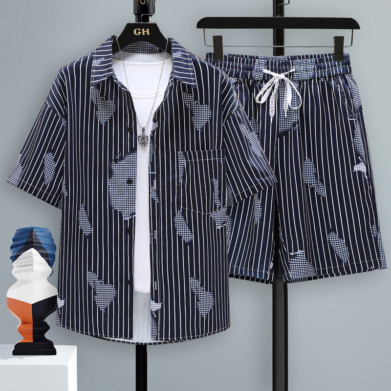 Men's Short-sleeved Suit Youth Student Leisure Sports Cool Shorts Two-piece Set Lootquake LLC