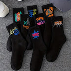 3/6/8/10/12 Pairs Of Medium Length Socks With Graffiti And Spray Painting For Personalized Fashion, Comfort, And Durability Lootquake LLC
