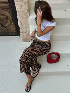 Leopard Print Length Skirt Pi-Mart