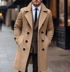 Fall Winter Men Woolen Coat Double Breasted Long Pi-Mart