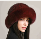 Mink Hair Hat - Lady Braided Fur Winter Hat Pi-Mart