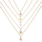 Multi-layer Pink Heart Crystal Pendant Necklaces