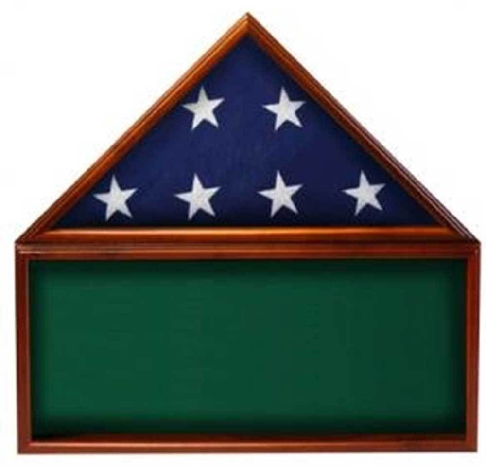 Flag Memorabilia Display Case With a Flag Green Background The Military Gift Store