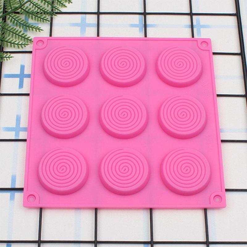 9 Holes 3D Chocolate Mold Big Textured Fondant Silicone Insert Mould Cookie Cake Mold Decoration Cake Chocolate Tools Shape Silicone Round Mold Cake Decorating Tools Stevvex