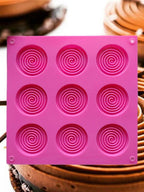 9 Holes 3D Chocolate Mold Big Textured Fondant Silicone Insert Mould Cookie Cake Mold Decoration Cake Chocolate Tools Shape Silicone Round Mold Cake Decorating Tools Stevvex