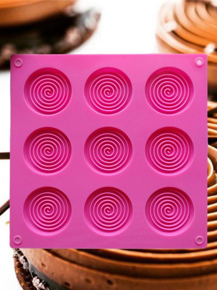 9 Holes 3D Chocolate Mold Big Textured Fondant Silicone Insert Mould Cookie Cake Mold Decoration Cake Chocolate Tools Shape Silicone Round Mold Cake Decorating Tools Stevvex