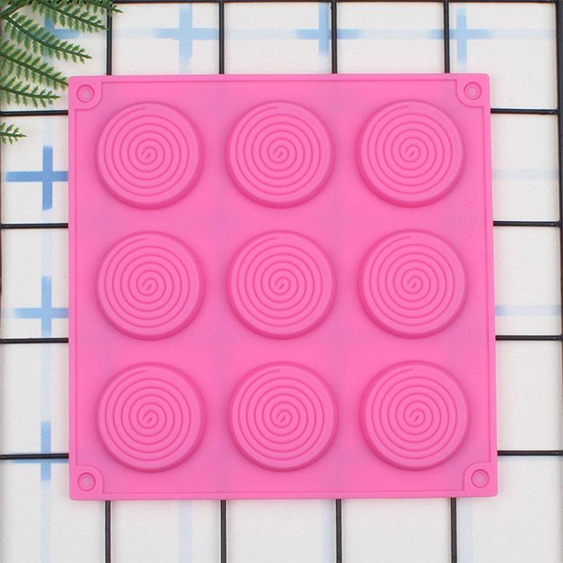 9 Holes 3D Chocolate Mold Big Textured Fondant Silicone Insert Mould Cookie Cake Mold Decoration Cake Chocolate Tools Shape Silicone Round Mold Cake Decorating Tools Stevvex