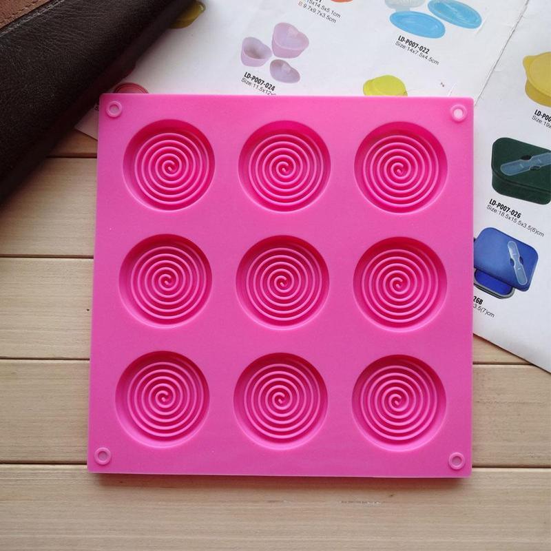 9 Holes 3D Chocolate Mold Big Textured Fondant Silicone Insert Mould Cookie Cake Mold Decoration Cake Chocolate Tools Shape Silicone Round Mold Cake Decorating Tools Stevvex