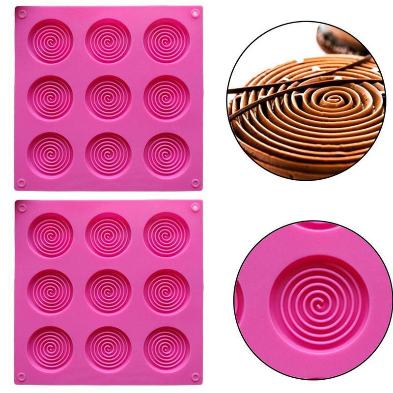 9 Holes 3D Chocolate Mold Big Textured Fondant Silicone Insert Mould Cookie Cake Mold Decoration Cake Chocolate Tools Shape Silicone Round Mold Cake Decorating Tools Stevvex