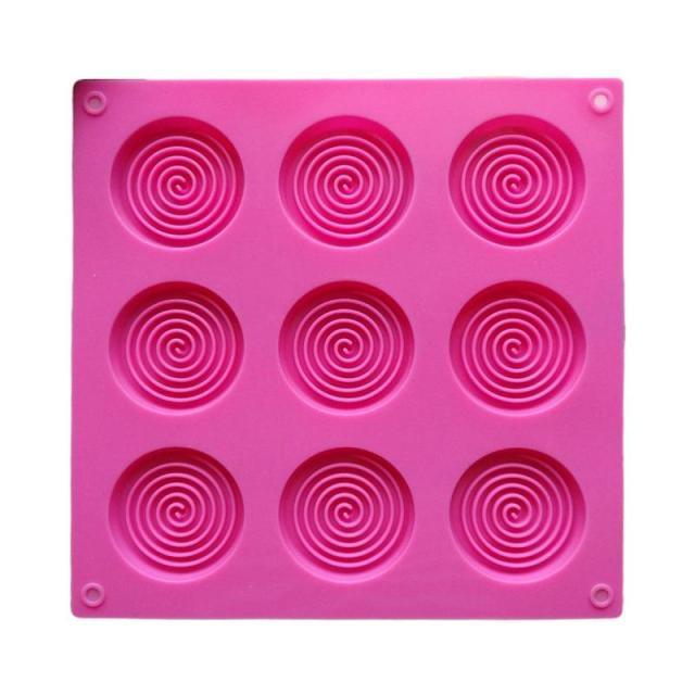 9 Holes 3D Chocolate Mold Big Textured Fondant Silicone Insert Mould Cookie Cake Mold Decoration Cake Chocolate Tools Shape Silicone Round Mold Cake Decorating Tools Stevvex