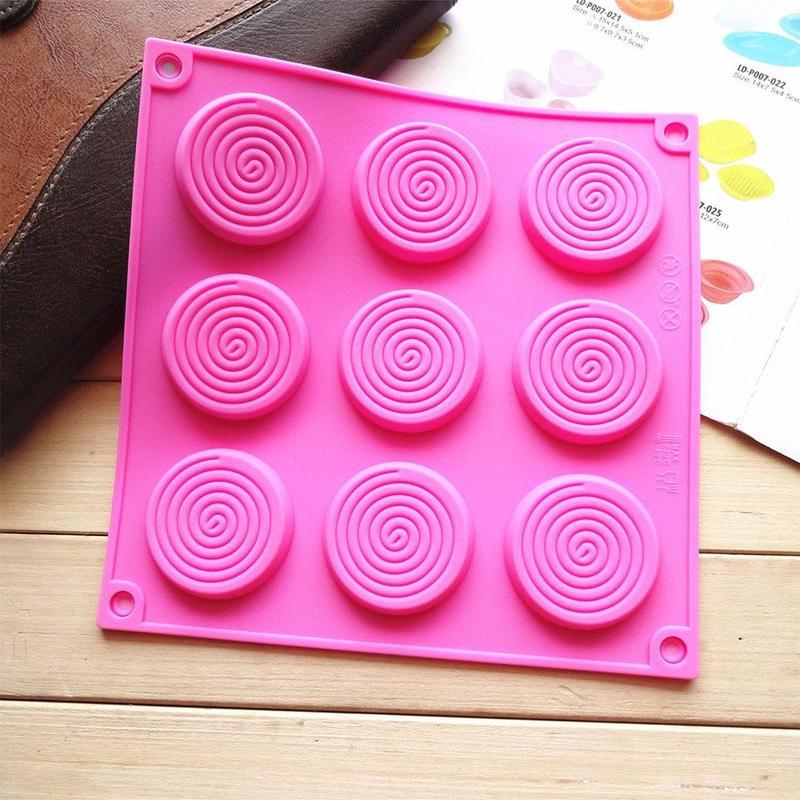 9 Holes 3D Chocolate Mold Big Textured Fondant Silicone Insert Mould Cookie Cake Mold Decoration Cake Chocolate Tools Shape Silicone Round Mold Cake Decorating Tools Stevvex