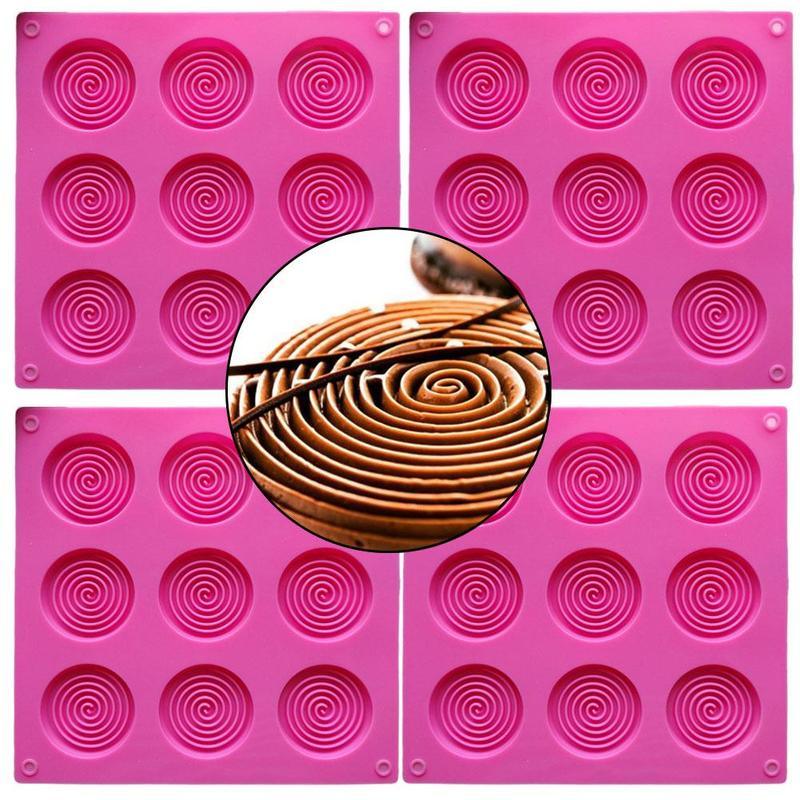 9 Holes 3D Chocolate Mold Big Textured Fondant Silicone Insert Mould Cookie Cake Mold Decoration Cake Chocolate Tools Shape Silicone Round Mold Cake Decorating Tools Stevvex
