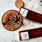 9 Inch Apothecary Matches Extra Large Safety in Amber Glass Jar With Cork Lid BandsCo Straps
