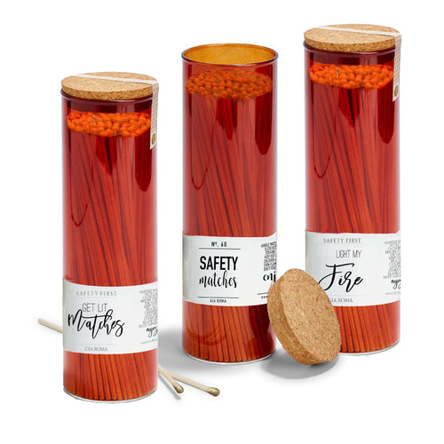 9 Inch Apothecary Matches Extra Large Safety in Amber Glass Jar With Cork Lid BandsCo Straps