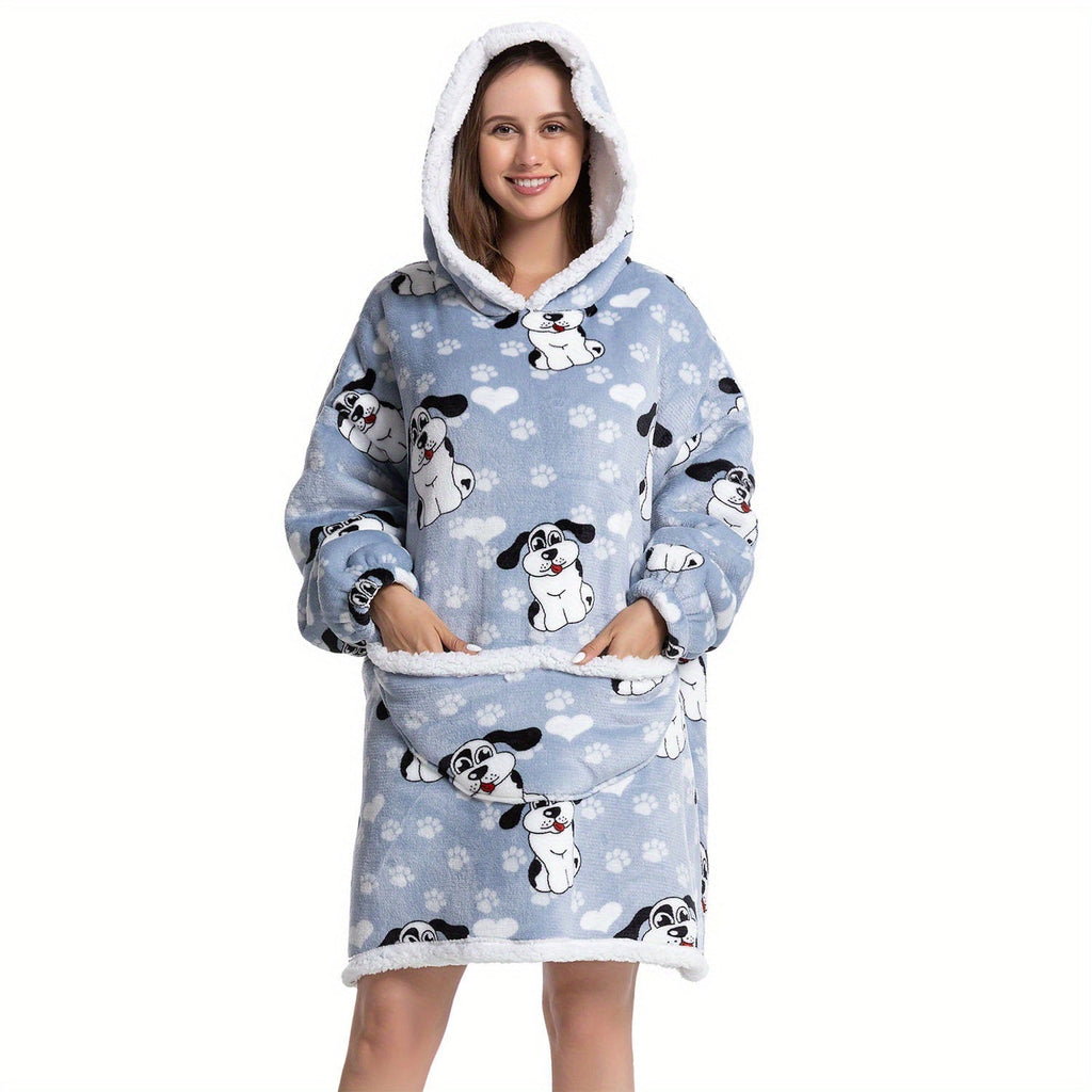 1pc Oversized Blanket Hoodie, Sherpa Fleece Hooded Blanket For Women, Ultra Soft Warm Wearable Blanket Sweatshirt Women Men Adult, Gift For Ladies