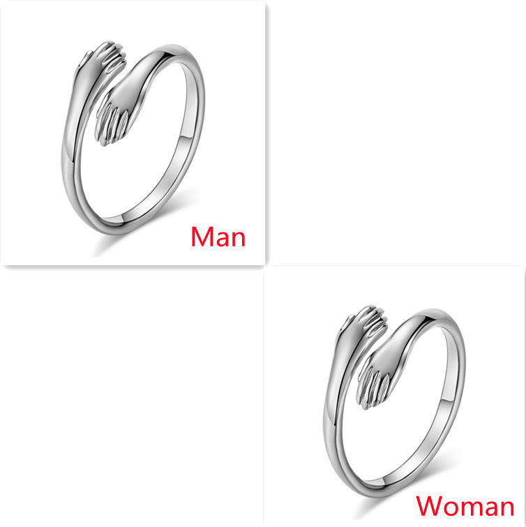 Alloy Simple Hands Hug Ring Opening Adjustable Jewelry Pi-Mart