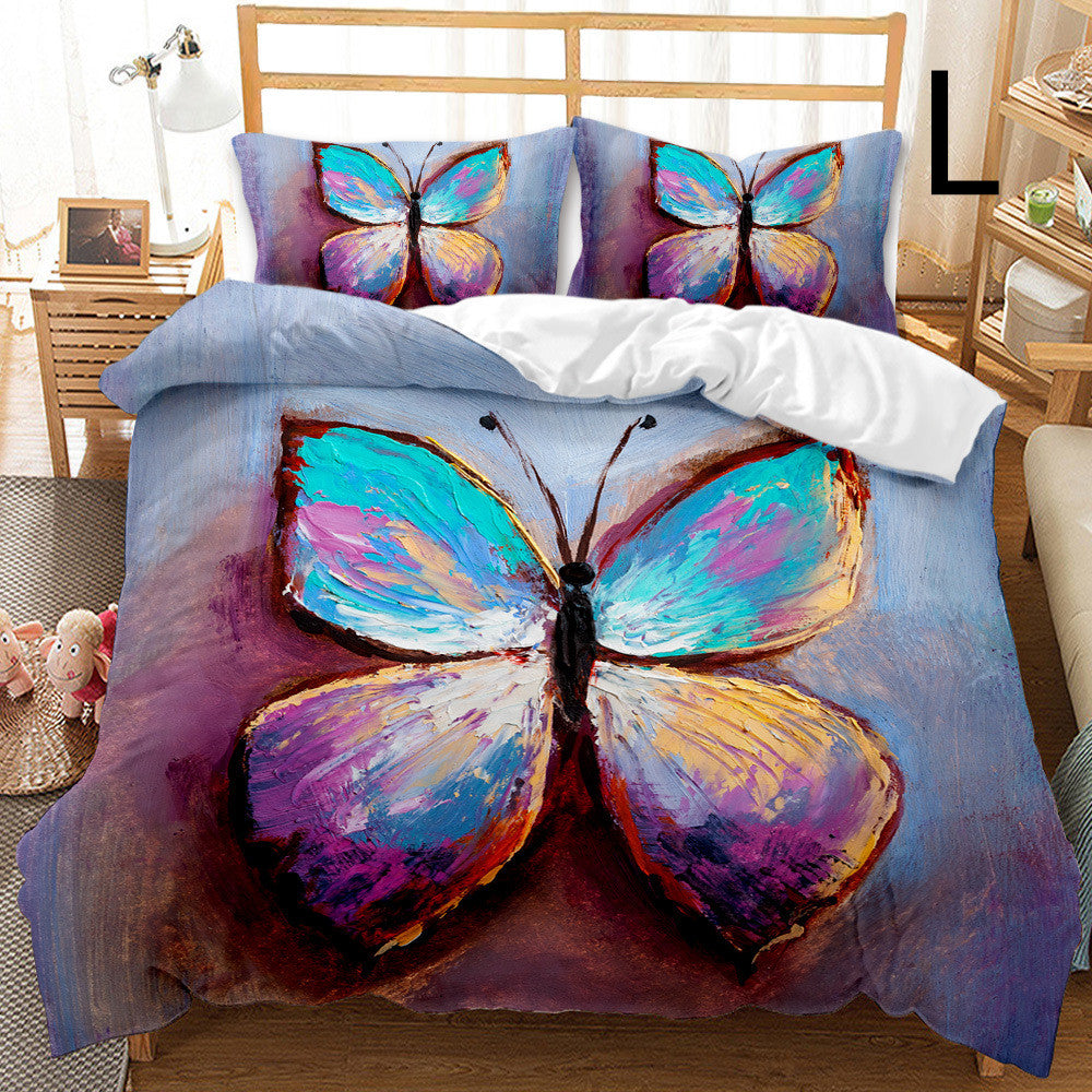Butterfly Series Three-piece Bedding Quilt Cover Set Pi-Mart