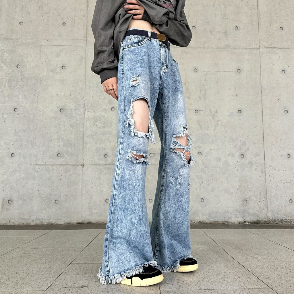 Retro Make Old Ripped Slim-fit Blue Jeans Lootquake LLC