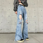 Retro Make Old Ripped Slim-fit Blue Jeans Lootquake LLC