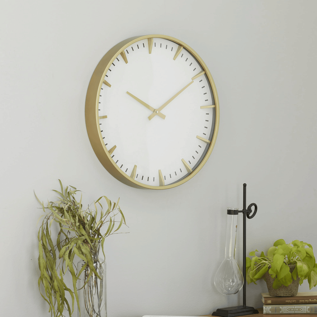 CosmoLiving by Cosmopolitan 20" Gold Glass Wall Clock with Gold Accents EasyOptionXY LLC