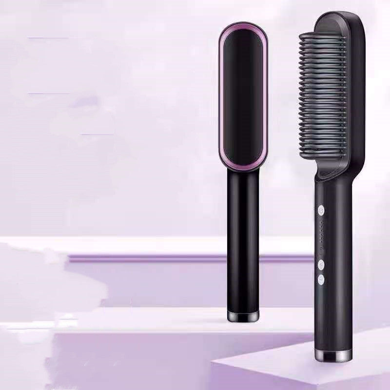 New 2 In 1 Hair Straightener Hot Comb Negative Ion Curling Tong Dual-purpose Electric Hair Brush Pi-Mart
