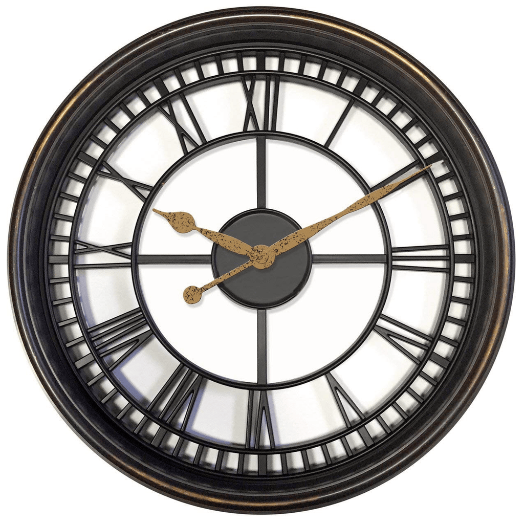 Brown/Bronze Vintage Style Large Round Roman Numeral Open Face Analog QA Wall Clock by Westclox EasyOptionXY LLC