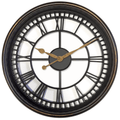 Brown/Bronze Vintage Style Large Round Roman Numeral Open Face Analog QA Wall Clock by Westclox EasyOptionXY LLC