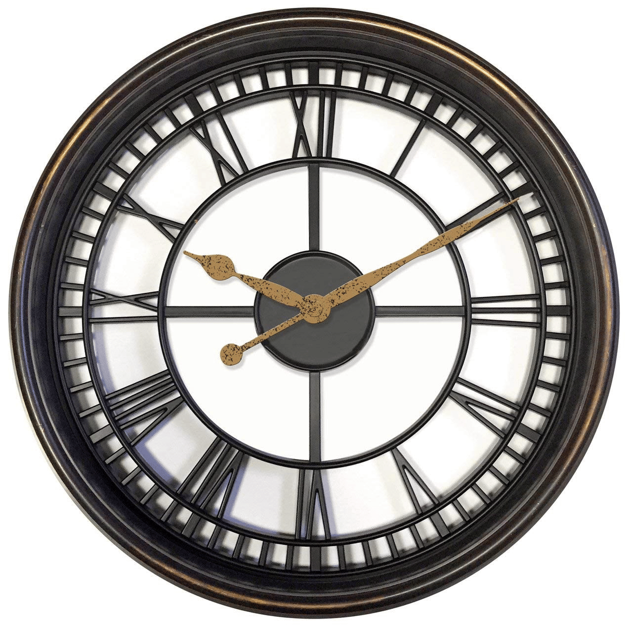 Brown/Bronze Vintage Style Large Round Roman Numeral Open Face Analog QA Wall Clock by Westclox EasyOptionXY LLC