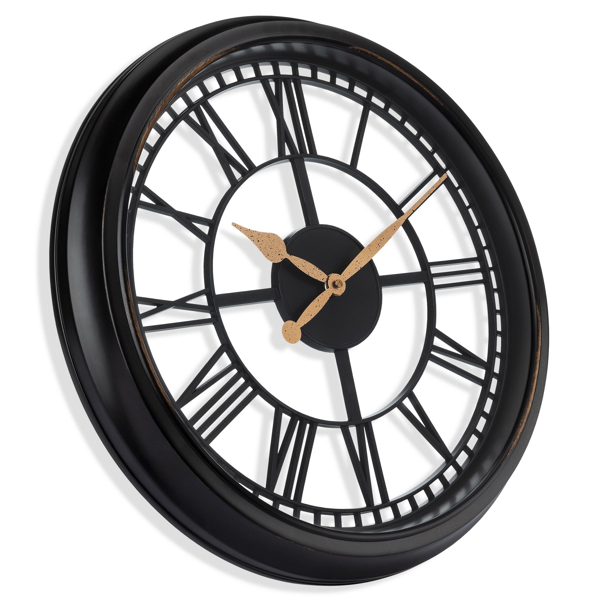 Brown/Bronze Vintage Style Large Round Roman Numeral Open Face Analog QA Wall Clock by Westclox EasyOptionXY LLC