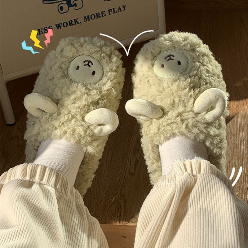 Plush Bedroom Cotton Fluffy Slippers Pi-Mart