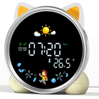 Hansang Alarm Clock for Kids, Ok to Wake Clock, Sleep Training Cat Digital Alarm Clock with 5 Night Light
