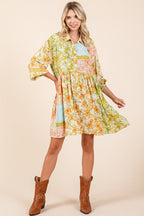 New Summer Floral Button Detail Long Sleeve Shirt Dress For Women – Elegant, Trendy, Fluttering, Feminine & Timeless Chic