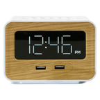 Lumoday Dual USB Charging Station Digital Alarm Clock, White