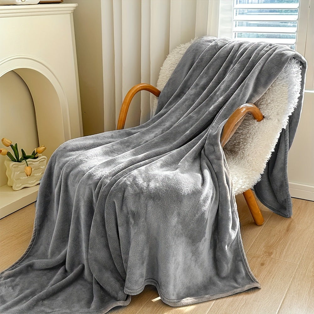 1pc Fleece Flannel Throw Blanket Super Soft Comfy And Cozy Luxury Solid Color Bed Blanket For Couch Portable Travel Blanket Cover Blanket Lootquake LLC