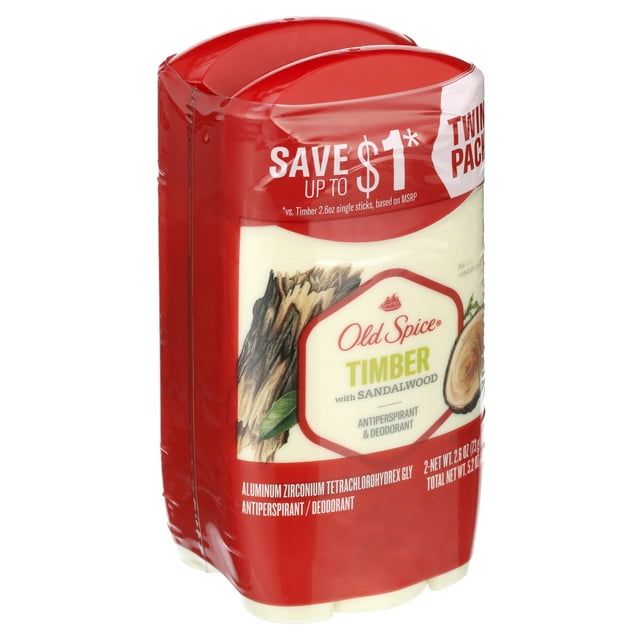 Old Spice Men's Antiperspirant Deodorant Timber with Sandalwood, 2.6 oz Twin Pack EasyOptionXY LLC