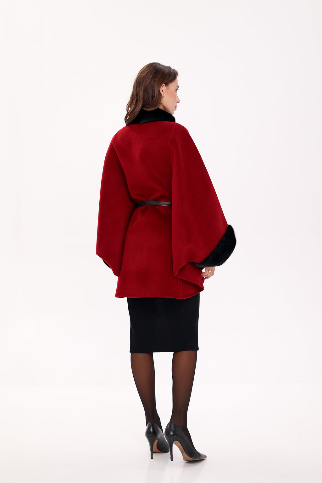 Genuine Scandinavian Mink Fur Double Face Wool Poncho - SJB-DIAMOND ELITES