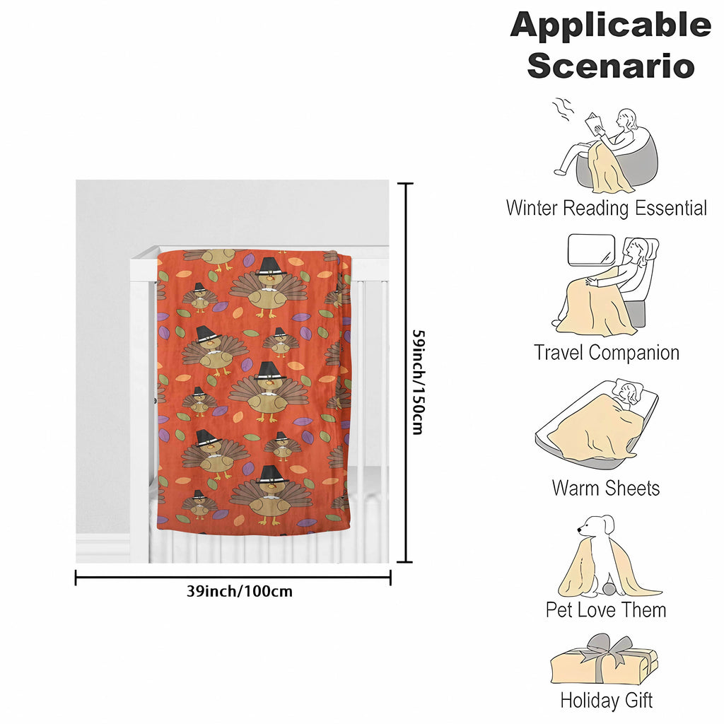 1pc Thanksgiving Turkey Print Flannel Blanket, Soft Warm Throw Blanket Nap Blanket For Couch Sofa Office Bed Camping Travel, Multi-purpose Gift Blanket For All Season Lootquake LLC