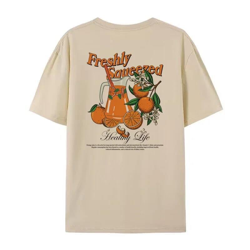 Orange Fruit T-Shirts Back Print Loose Botanical T Shirt Wom Lootquake LLC