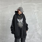 Hip Hop Angel Print Hooded Pullover Sweatshirt Pi-Mart