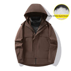 3-in-1 Waterproof Winter Jacket for Men & Women - Removable Down Liner Hooded Windbreaker (5000mm, 90 White Duck Down) - S-6XL Pi-Mart