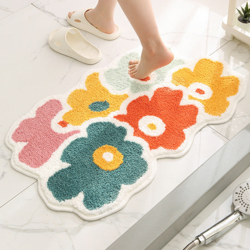 Bathroom Flocking Absorbent Floor Mat Anti Slip Pad Household Use Pi-Mart