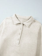 Collared Sweatshirt and High Waist Pants Active Set