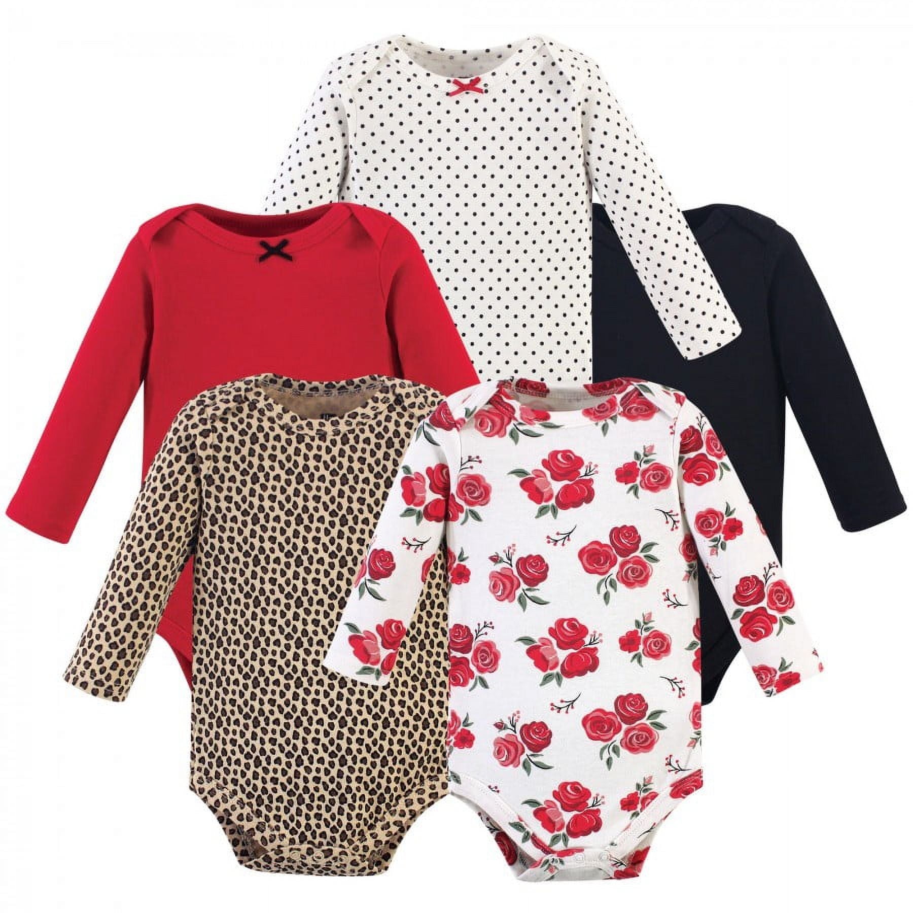 Hudson Baby Infant Girl Cotton Long-Sleeve Bodysuits 5pk, Basic Rose Leopard, 12-18 Months EasyOptionXY LLC