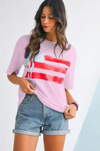 White Flag Bow Graphic Crewneck Tee