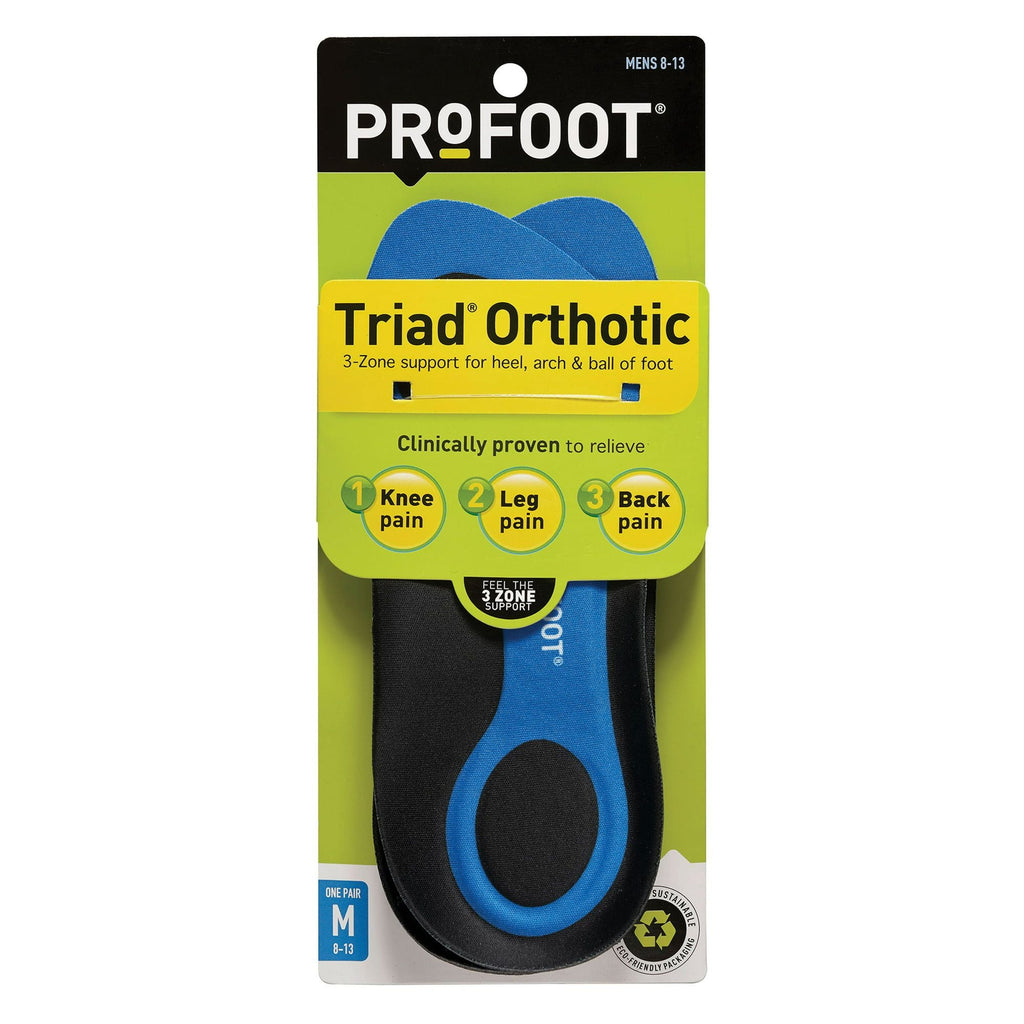 PROFOOT Triad Orthotic Insoles for Knee, Leg & Back Pain, Men's 8-13, 1 Pair EasyOptionXY LLC