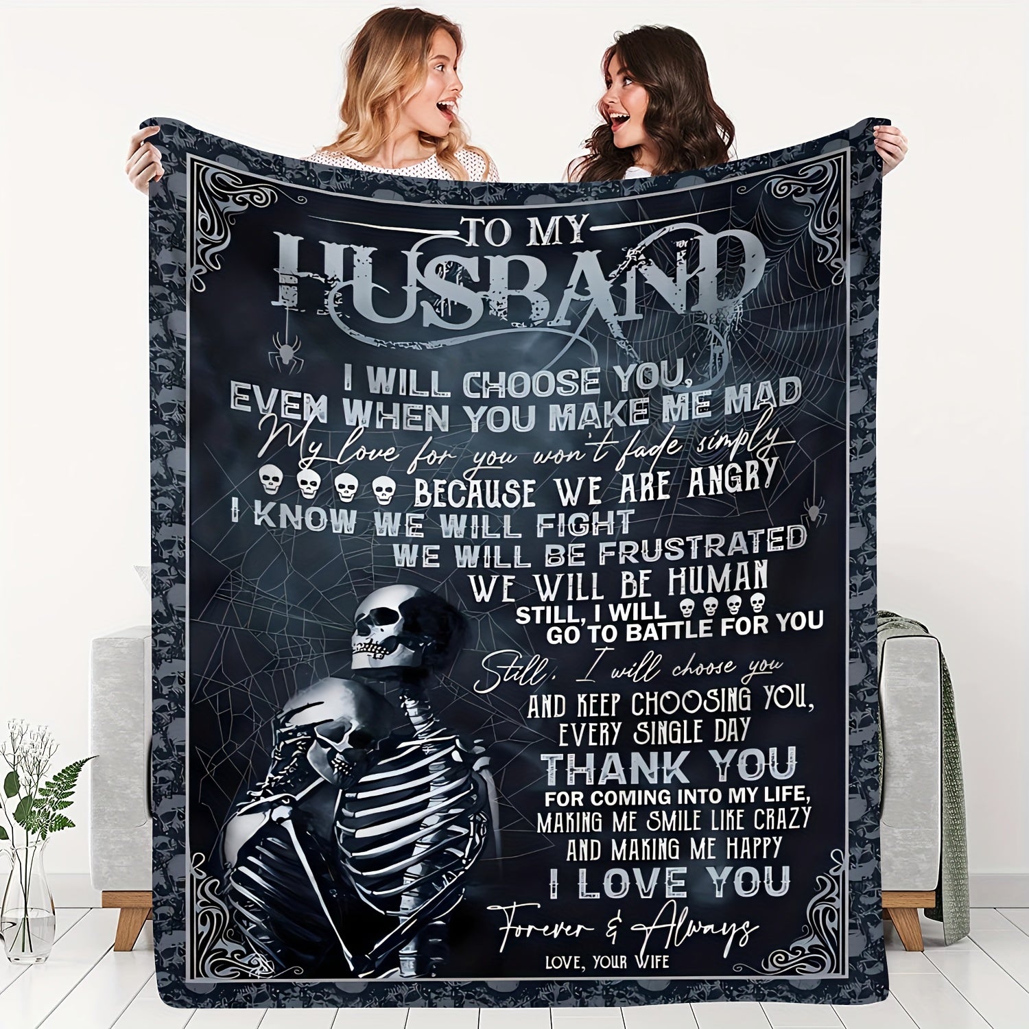 1pc Flannel Blanket To Husband As A Gift, Warm And Cozy Soft Flannel Blanket, Suitable For Bed, Bedroom, Study, Travel, Camping